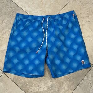 Psycho Bunny Elgin Swim Shorts Mens 3XL Neon Pool Blue Mesh Lined Drawstring